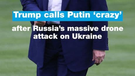 Putin is ‘crazy’, Trump says, after massive Russian drone attack on Ukraine