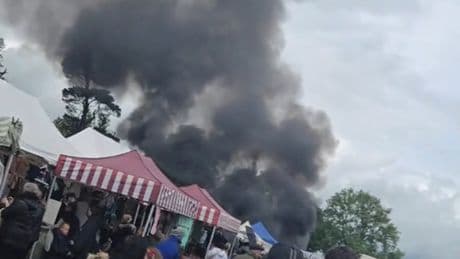 Fire breaks out at Appleby Horse Fair engulfing stall and tent as smoke billows across gathering of travellers