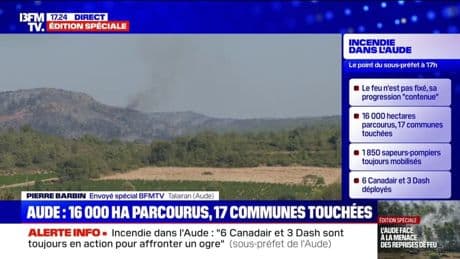 Incendie dans l'Aude: le travail continue pour les pompiers face aux reprises de feu