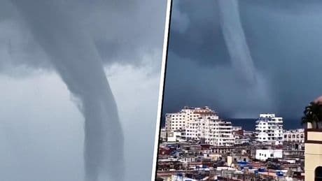 Indrukwekkend: Cubanen filmen gigantische waterhoos boven Havana