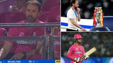 Fans left baffled as Gareth Southgate is spotted at the IPL to watch 14-year-old wonderkid get a duck - just three days after stunning 35-ball ton