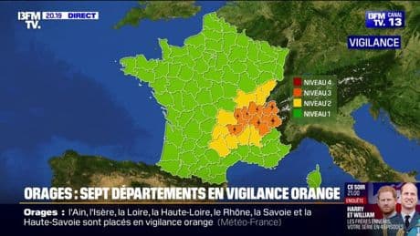Orages: sept départements placés en vigilance orange par Météo-France