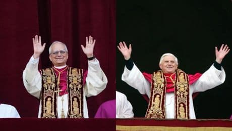 Mismo atuendo, misma ronda de Cónclave, pioneros para sus países... los paralelismos curiosos entre León XIV y Benedicto XVI