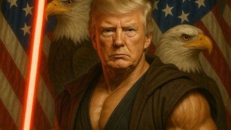 Donald Trump sports bulging muscles and lightsaber in bizarre White House AI picture