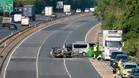 Man dies after car and lorry crash on A12