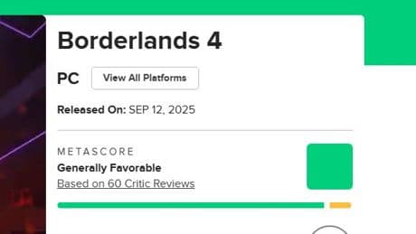 How Borderlands 4’s Metacritic Score Stacks Up Against The Other Games