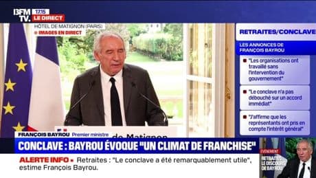 Retraites: François Bayrou évoque une "avancée décisive" à propos de l'âge de départ qui n'a pas été remis en cause par le conclave