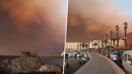 Natuurbrand veroorzaakt dikke rookwolk boven Franse kust