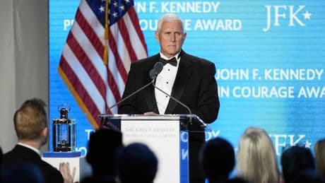 WATCH: Former Vice President Pence defends Constitution after getting Profile in Courage Award
