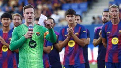 El retorno del capitán: así fue el discurso de Ter Stegen en la previa del Joan Gamper y así le ha recibido la afición culé