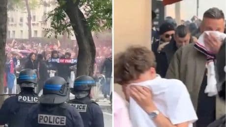 PSG fans teargassed and charged by riot police before Arsenal match in grim scenes