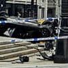 Car smashes into central London landmark, closing off streets as two are rushed to hospital with injuries