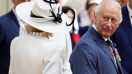 Frustrated King Charles makes feelings clear to Queen Camilla at VE Day service