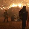 Firefighters battle a wildfire burning out of control on the Greek island of Chios
