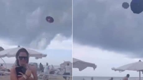 Tromba d?aria a Maccarese: ombrelloni in volo e panico in spiaggia, una donna ferita