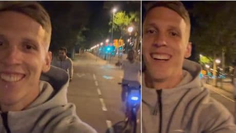Festejo loco de Olmo en bici y recuerdo al doctor Miñarro