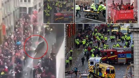Liverpool's trophy parade horror as car 'collides' with crowd of fans after thousands flock in to celebrate Premier League title success