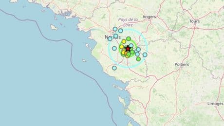 Vendée: un séisme d'une magnitude de 3,7 ressenti au nord de la Roche-sur-Yon