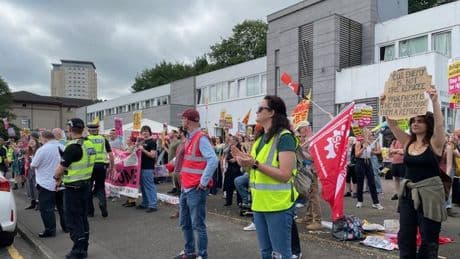Man arrested during demonstrations outside hotel used to house asylum seekers in Falkirk