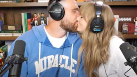 Travis Kelce packs on PDA with Taylor Swift in singer’s candid ‘New Heights’ appearance