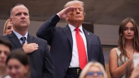 Trump seen with mysterious blue object in his mouth at US Open