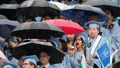 Over boos, Columbia University president notes Mahmoud Khalil's absence at graduation