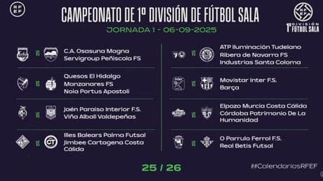 Movistar Inter-Barça en la primera jornada de la liga de fútbol sala 2025-26