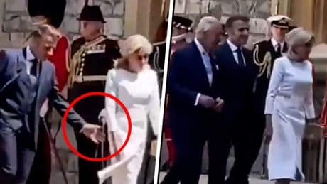 Nieuwe rel? Vrouw van Macron negeert haar echtgenoot bij bezoek aan koning Charles