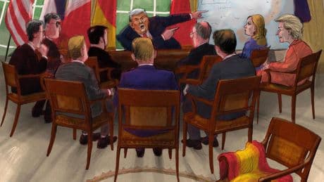 Ellos en la Casa Blanca, Sánchez en el FT