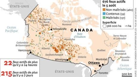 Une carte pour comprendre l’ampleur des feux de forêt qui ravagent le Canada