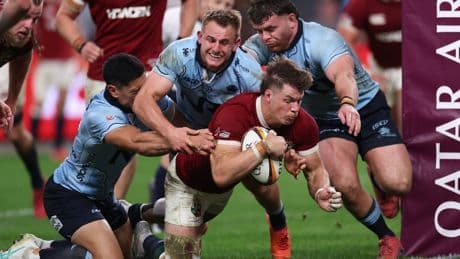 Huw Jones at the double as scrappy Lions battle through tough Waratahs test