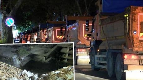 Sarıyer'de çöken yolda çalışma