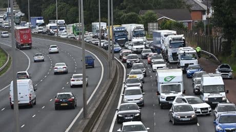 Major motorway used by 75,000 drivers per day is SHUT as car bursts into flames bringing ‘all traffic’ to a halt