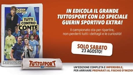 <p>Tuttosport in edicola con una prima pagina da collezione e il Guerin Sportivo Extra per la ripartenza della serie A!</p>
