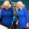 Queen Camilla shows her competitive side as she takes to the air hockey table at a children's hospice