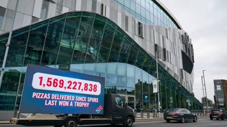 Tottenham trolled by Domino’s with massive billboard outside stadium mocking trophy drought ahead of Man Utd final clash