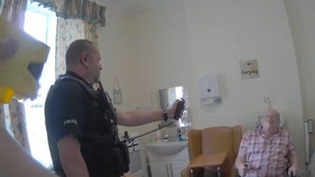 Officer who used pepper spray on amputee, 92, ‘didn’t see he was disabled’