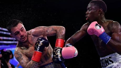 Richardson Hitchins schools George Kambosos Jr and scores body-shot KO