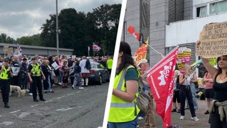 Scots asylum seeker hotel anti-racism counter-protest as police separate demonstrators