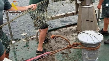 Descubiertas 51 trampas de pesca y una red ilegal de un kilómetro en la bahía de Santoña