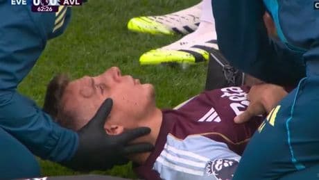 Aston Villa star suffers gruesome head injury after nasty clash with his own teammate