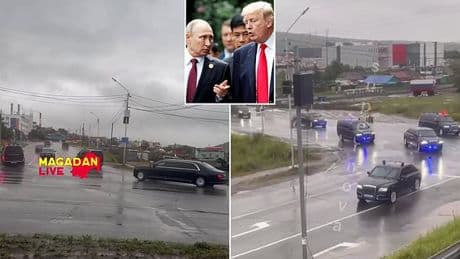 Putin comes to America: Russian leader heads to Pacific Coast in heavily armoured limo before jetting to Alaska for historic meeting with Trump