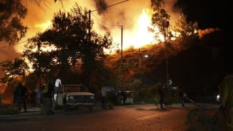Refugee camp evacuated after major wildfire on Greek island of Chios