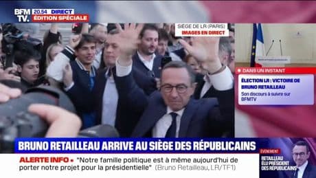 Présidence LR: Bruno Retailleau acclamé à son arrivée au siège des Républicains après sa victoire