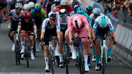 Giro d’Italia leader Mads Pedersen sprints to victory on stage five