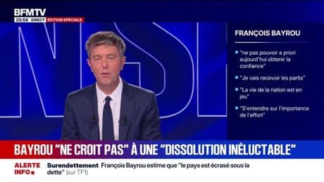 Crise politique: "Je suis prêt à discuter sauf sur l’effort qu’on doit faire pour que la France sorte sur surendettement", indique François Bayrou