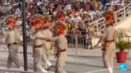 Closing ceremony at Pakistan-India border on Independence Day amid Kashmir tensions