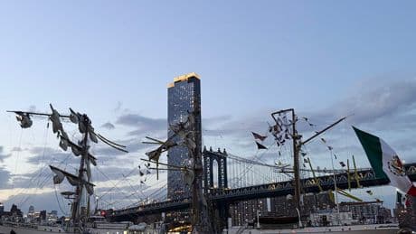 Mexican Navy Sailboat Crashes Into Brooklyn Bridge