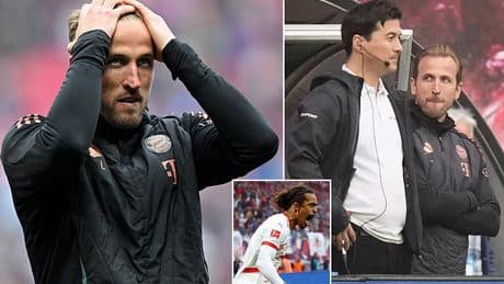 Heartbreak for Harry! Bayern Munich star Kane is made to wait to win first career trophy - as striker watches his side concede 94th minute equaliser against RB Leipzig