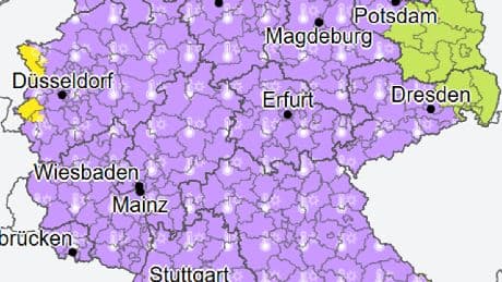 Wetter: Hitze in Deutschland erreicht Höhepunkt - Karte leuchtet Lila